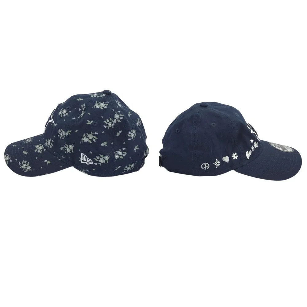(LOT 2) New Era Dallas Cowboys Hats YOUTH Girl Adjustable Blue Floral Hearts NEW